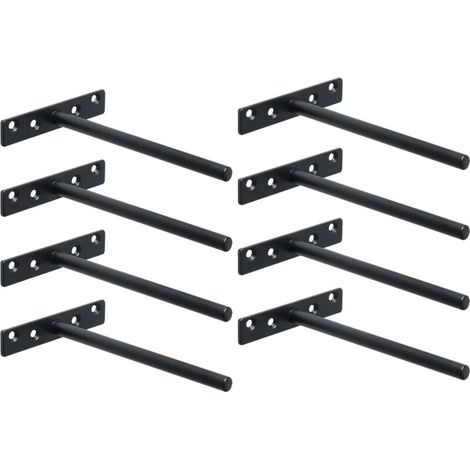 Equerre Etagere Murale Fixation Flottante Invisible, Support Etagere Murale en Métal, Tablette Flottante Support Charge Lourde, Longueur 150MM, Noir 8 Pcs (1/4)