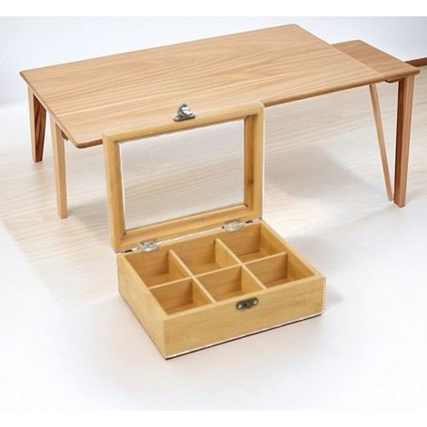 Boîte à thé en bambou brun 21 x 16 x 7,8 cm, coffret de rangement naturel pour sachets ou feuilles, élégant et pratique.