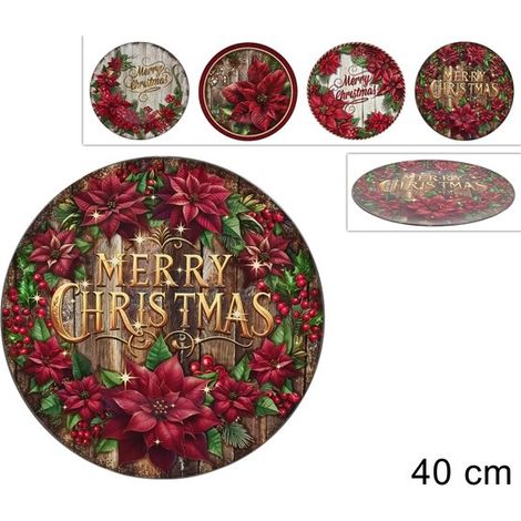 1 Pezzo Sottopiatto Natalizio Natale in Plastica 40 cm Vari Decori (1/2)