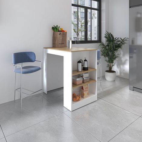 Kava Meuble bar en mélamine Espresso avec étagère en verre et placard en dessous (1/5)