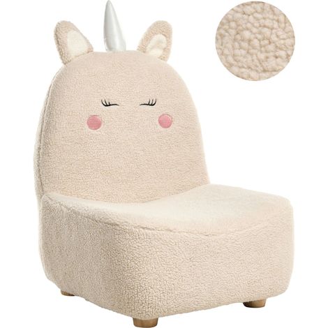 Kindersessel Einhorn LULEA Bouclé Hellbeige