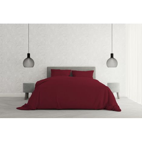 Elegant Set Copripiumino Matrimoniale Microfibra, lavorato in Italia - Parure Copri Piumino - Sacco Piumone 250x200 cm con Patella e Federe Cuscino, Bordeaux, Matrimoniale (1/4)