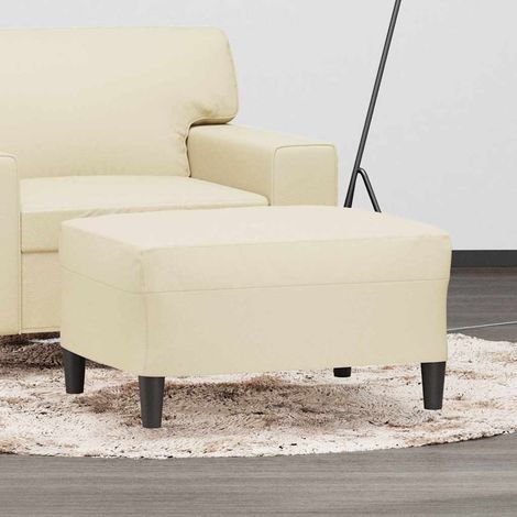 vidaXL Reposapiés de cuero sintético crema 70x55x41 cm (1/5)