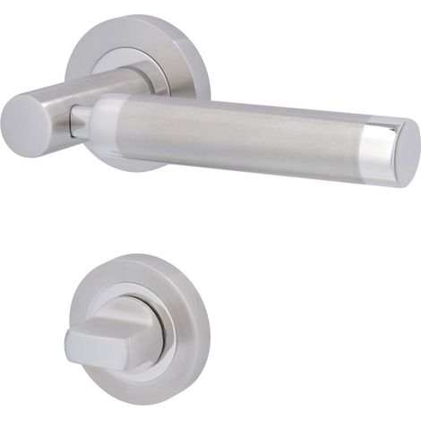 Alpertec WC-Rosettengarnitur Solid 3 Edelstahl silber rund Beschläge