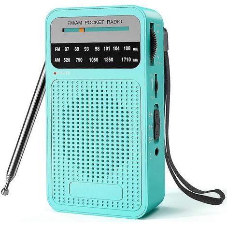 AM/FM-Taschenradio, Transistorradio mit Lautsprecher und Kopfhöreranschluss, tragbares Radio für den Innen- und Außenbereich, grün (1/5)