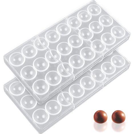 2 PCS Moule Chocolat Polycarbonate, Moule en Polycarbonate Demi Sphere,Moule à Chocolat Transparent pour les bonbons, les gelées, les chocolats (1/5)