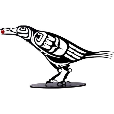 Metallene Krähe mit Beeren, Bürodekoration