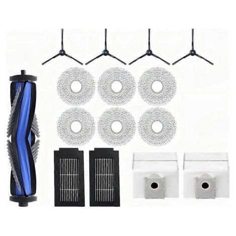 Pi��ces d��tach��es pour aspirateur robot ECOVACS T50 PRO OMNI / T50PRO / T50 OMNI : brosses lat��rales principales, lingettes de nettoyage, filtres HEPA, sacs �� poussi��re.