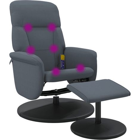Massagesessel mit Fußhocker Dunkelgrau Samt vidaXL