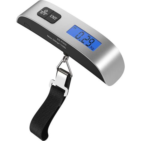 110lb/50kg Balance électronique Digital Postal Bagages Suspendus Balance avec Poignée de Peinture en Caoutchouc, Argent/Noir (1/5)