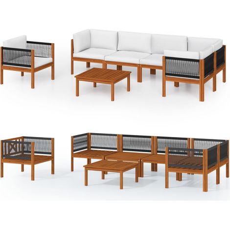 Maison Exclusive - Set da giardino 7 pezzi con cuscini crema 63x63 cm