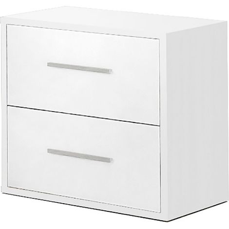 Table de chevet Table de nuit coloris Blanc avec 2 tiroirs - Longueur 40 x Hauteur 42 x Profondeur 28 cm (1/2)