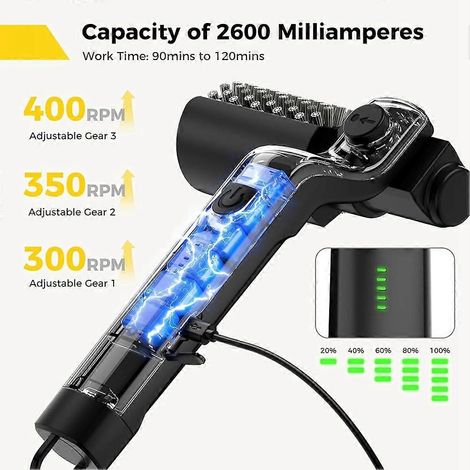 Brosse électrique rotative pour barbecue extérieur, 3 vitesses, en acier inoxydable, autonomie de 90 minutes.-AquaForge (1/5)