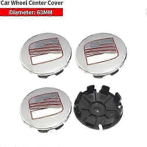 Quatre enjoliveurs centraux de roue de 63 mm, compatibles avec les enjoliveurs de roue Volkswagen SEAT