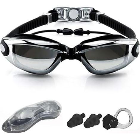 Lunettes de natation, lunettes de natation, lunettes de natation, avec protection UV, anti-buée, réglable, confort professionnel, lunettes de plongée pour adultes, hommes, femmes et enfants de (1/4)