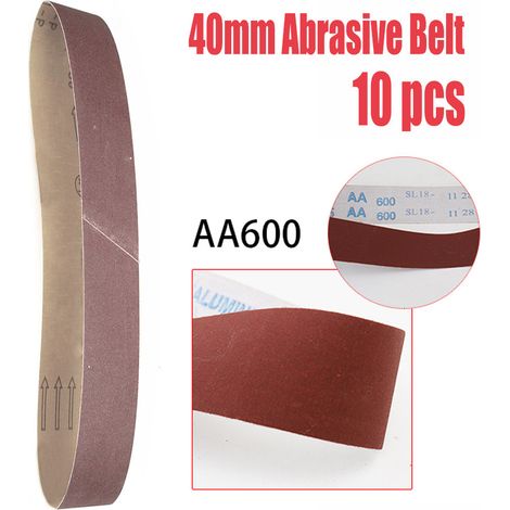 Lot de 10 bandes abrasives de 40 mm de large (maille 600) Machine à tréfiler les tubes ronds en acier inoxydable, polisseuse, ponceuse à bande, meuleuse, meuleuse d'angle, ponceuse à bande variable, a (1/5)