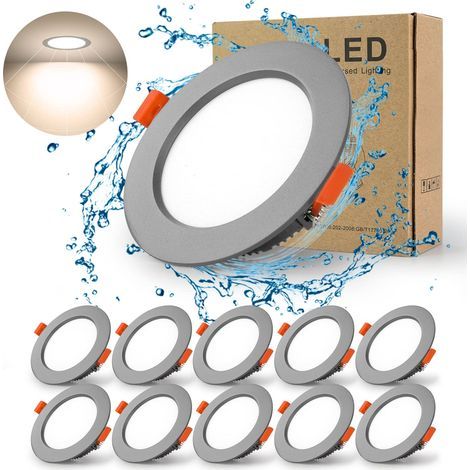 Spots Encastrables LED Noir Ultra Plat 5 W 230 V IP44 500 Lumen Lot de 10 Spots Encastrables Plafond Blanc Froid 6000 K Découpe 70-80 mm CRI 80 pour Chambre Salle de Bain Salon. (1/5)