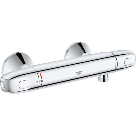 Grohe – Robinet de douche thermostatique EcoJoy 15cm – Finition chrome – Laiton – Poignée volume avec bouton Eco – Connexions entraxe 15cm