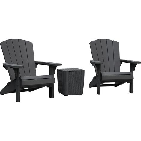 Keter Troy Adirondack Gartensessel Set 2 Stück mit Luzon Tisch