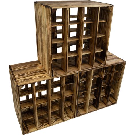 2er set Geflammtes Weinregal 16er  40cmx40x27cm Obstkiste Weinkiste Weinhalter (1/5)