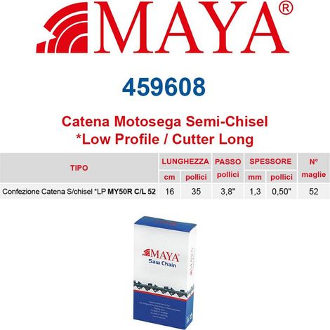 Catena confezionata LP 3/8&quot 1.3 mm - .050&quot 52 maglie senza antirimbalzo profilo Semi tondo lungo - 459608