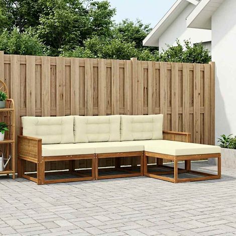 vidaXL Outdoor-Sofagarnitur mit Kissen 4 pcs Natur und Creme (1/5)