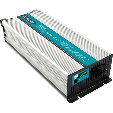 Blugy Inversor Onda Pura 12V 2000W con Función By-Pass - Inversor 12V 2000W con onda pura y función by-pass, ideal para caravanas y sistemas solares.