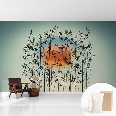 Papier peint intissé décoratif pour salon chambre et cuisine Facile à poser avec colle Coucher de soleil harmonieux 416x254 cm (1/5)