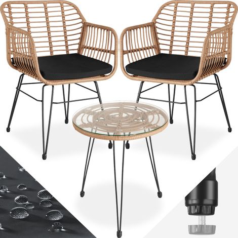 Set da giardino per 2 persone resistente marrone naturale (1/5)