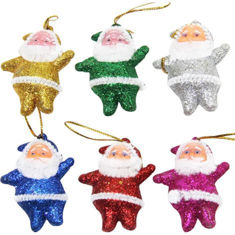 Ciondolo Babbo Natale, Mini Decorazioni da Appendere per Albero di Natale, Ciondolo Babbo Natale in Sei Colori, Decorazione Natalizia, Piccoli Regali (1/4)