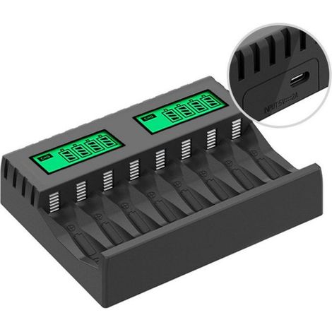 Chargeur Rapide 8 Fentes USB pour Piles AA et AAA Rechargeables (1/4)