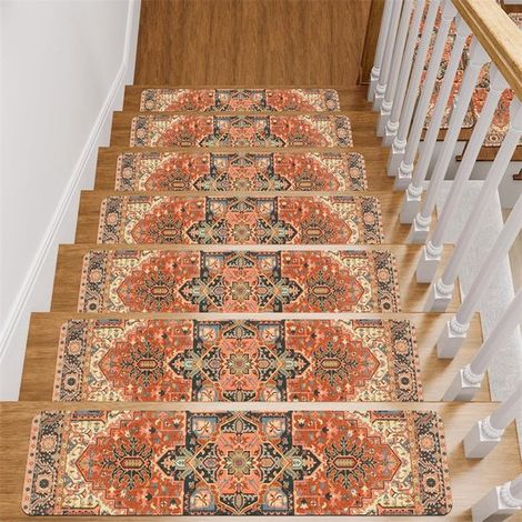 Tapis d'escalier antidérapants et amovibles 20 x 76 cm (lot de 4) - Protection optimale pour les marches d'escalier - Convient aux enfants, aux personnes âgées et aux animaux domestiques - Noir et gri (1/5)