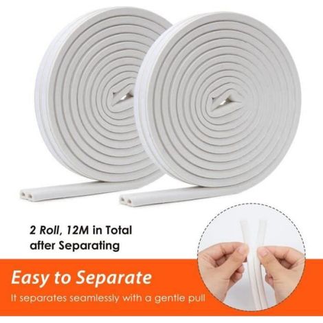 Porte Bas Joint Strip - 12M - Bas de Porte Calfeutrer Fenêtre Anti Froid Bruit Poussière 2 Rouleaux (1/4)