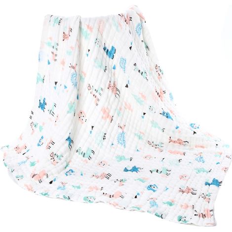Serviette de bain pour nouveau-né en coton seersucker lavé de classe A, six épaisseurs de gaze, 110 x 105 cm