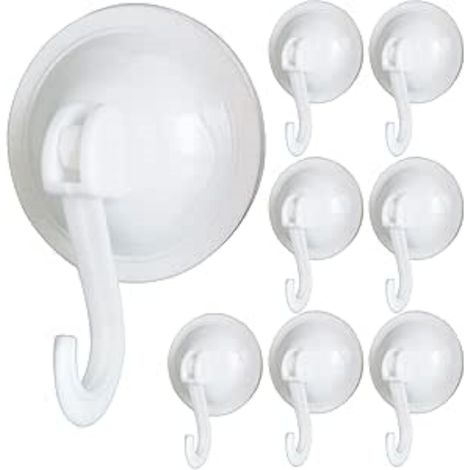 Crochet À Ventouse - Diamètre 70 Mm - Charge Maximale 6 Kg - Pour Surfaces Lisses - Salle De Bain Cuisine Bureau - 8 Pièces (1/5)