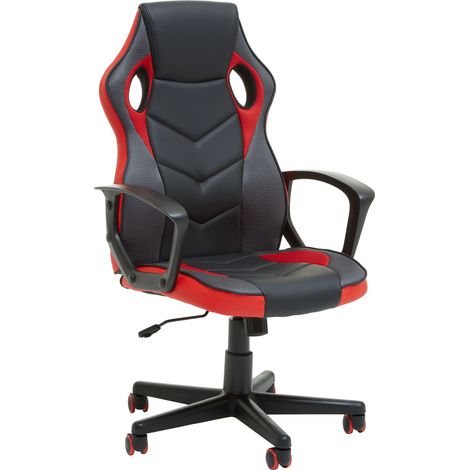 Premier Housewares Black and Red PU Home Office Chair (1/5)