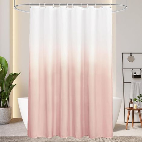 Duschvorhang Textil 180x200cm Rosa Farbverlauf Wasserdicht Waschbar mit Ringen (1/5)
