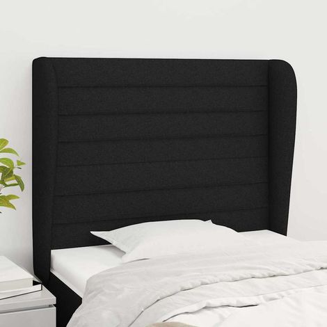 vidaXL Tête de lit avec oreilles Noir 103x23x118/128 cm Tissu (1/5)