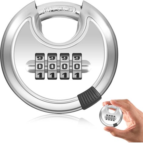 Cadenas à combinaison, 70mm Cadenas Rond en acier inoxydable résistant aux intempéries, Cadenas avec code numérique pour remise, clôture, unité de stockage (1/5)