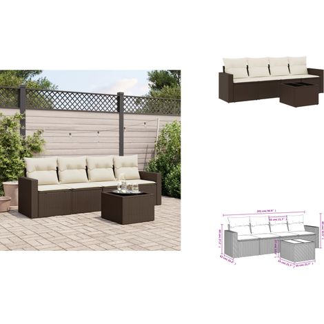 5-tlg. Garten-Sofagarnitur mit Kissen Braun Poly Rattan - Garten Sofagarnitur - Garten Sofagarnituren - Outdoor Sofagarnitur - Sofagarnitur Terrasse (1/3)