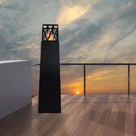 Cheminée à bioéthanol Arese, Capacité 2L, Surface chauffable 30 m², Made in Italy, 40x40x146h cm Noir (1/3)