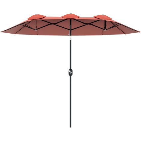 Sonnenschirm, Gartenschirm, neigbar, mit Handkurbel, Winddach, Polyester+Stahl, Weinrot, 295 x 152 cm