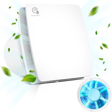 Ventilateur Extracteur d’air 100mm avec Capteur d'humidité et Timer, 12W 95m³/h Ventilateur Salle de Bain Délai d'arrêt Réglable avec Clapet Anti-Retour pour WC Cuisine (1/5)