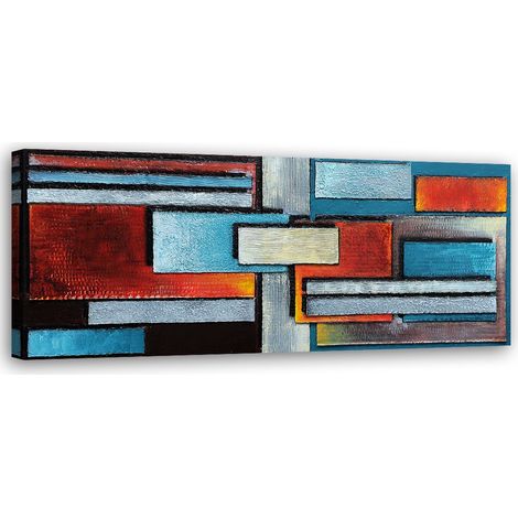 Tableau décoratif Abstrait moderne Bleu Rouge 90x30 (1/5)