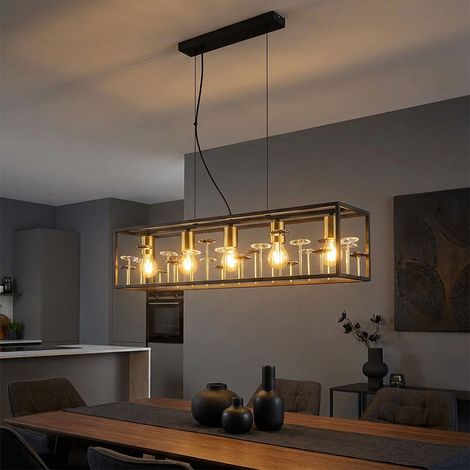 Lampada a sospensione Lampada da sala da pranzo Cristalli fumé Metallo nero H 120 cm (1/5)