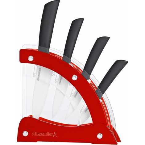 Ceppo con 4 Coltelli in Ceramica Alexander Vela Rosso (1/2)