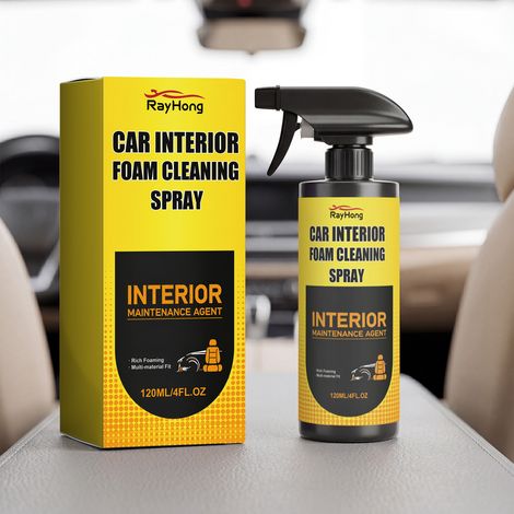 Mousse nettoyante pour intérieur de voiture - Nettoie et élimine les taches sur les plastiques intérieurs, sans eau, et apporte de la brillance - 120 ml (1/5)