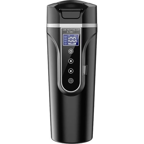 Bollitore da auto da 500 ml, tazza da viaggio elettrica 24 V/12 V, tazza per acqua riscaldata per veicoli con schermo LCD e controllo della temperatura per auto e camion.
