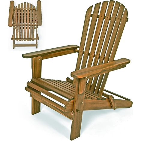 Adirondack chair foldable acacia wood indooroutdoor (1/5)
