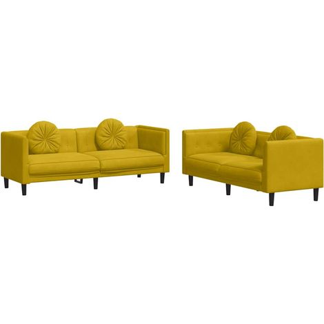 Maison Exclusive - Set di Divani 2 pz con Cuscini Giallo in Velluto